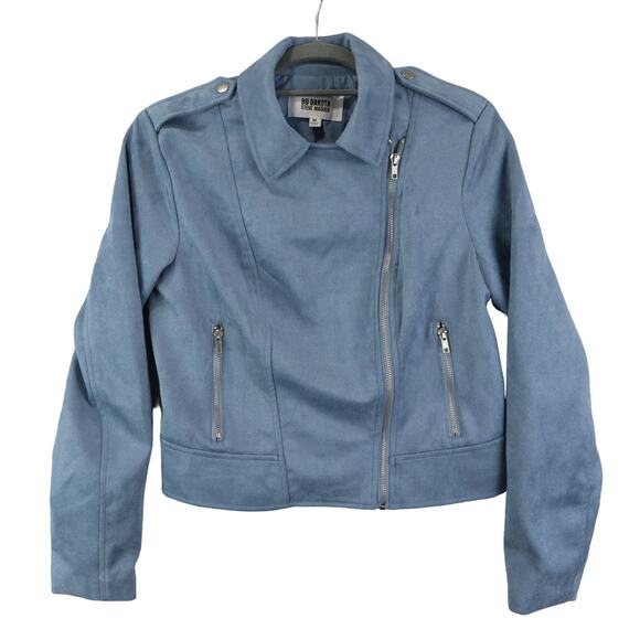BB Dakota Jackets & Blazers - BB Dakota Steve Madden Faux Suede Moto Jacket Blue Women's Size Medium